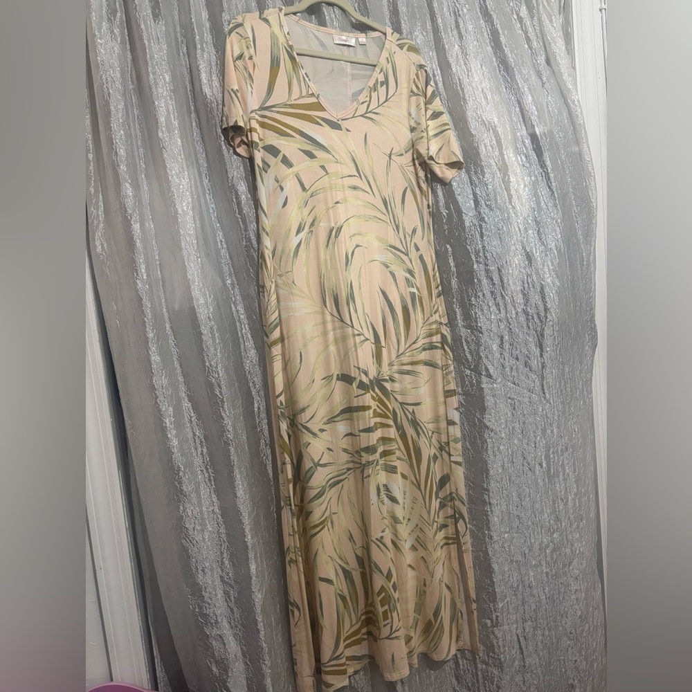 Belle by Kim Gravel Tan Puff Sleeve Sundress